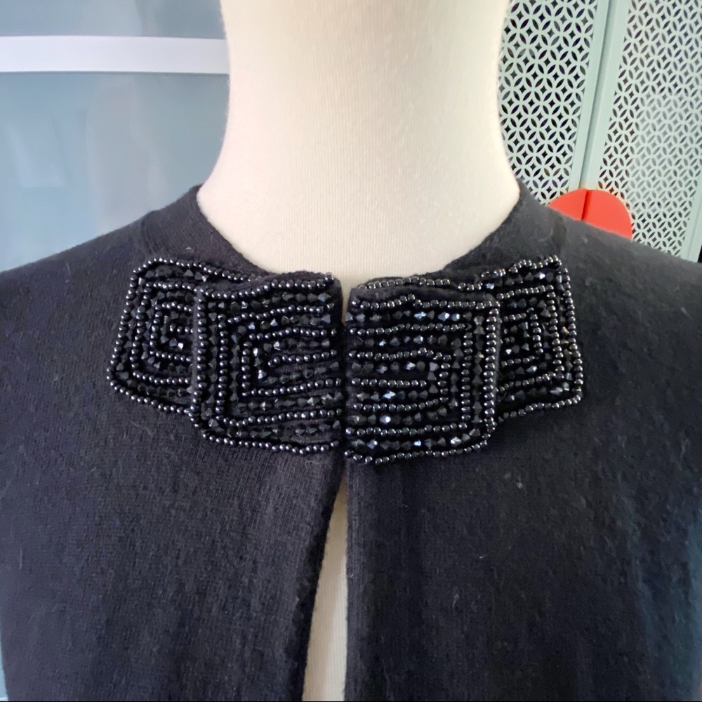 Boden Black Beaded Bow Crop Cardigan - Picture 3 of 8